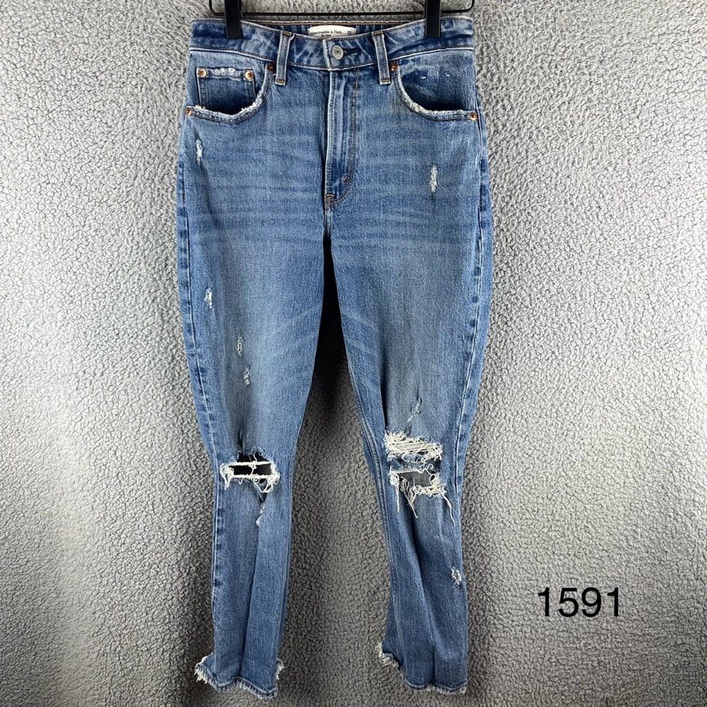 Abercrombie &‎ Fitch 26/6 The Mom High-rise Straight Distressed Curve Love Jeans